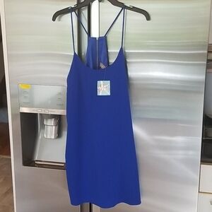 💕HOLLY SHARP💕 Halter Spaghetti Strap Swing Dress Royal Blue M Medium NWT